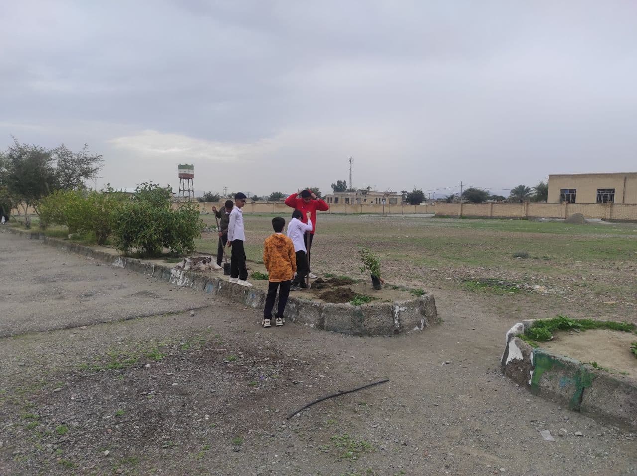 کاشت گل و گیاه جهت زیبا سازی محیط مدر سه